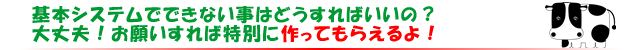 基本システムでできない事はどうすればいいの？大丈夫！お願いすれば特別に作ってもらえるよ！